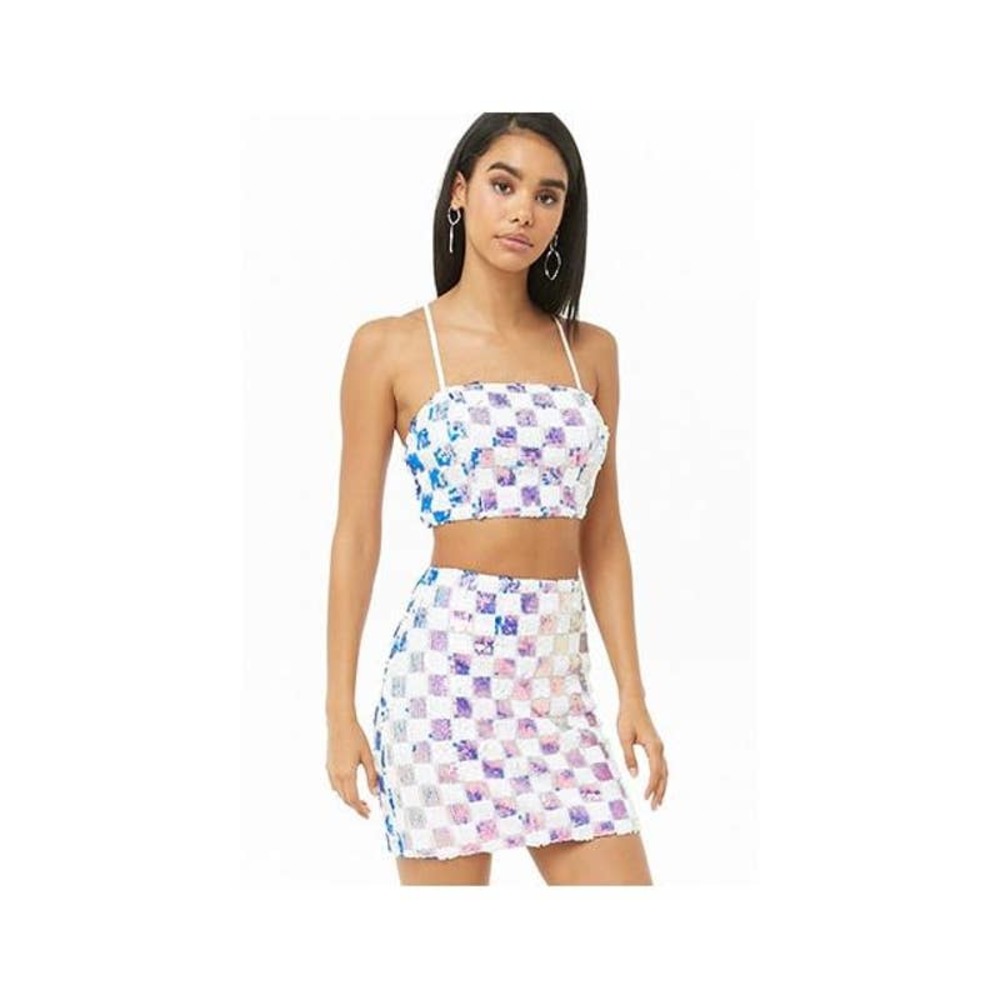 Forever 21 Sequin Checkered Mini Skirt